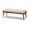 Baxton Studio Linus Mid-Century Beige Upholstered and Button Tufted Wood Bench 156-9301 - alternate 1